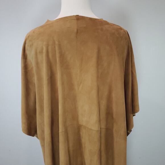 Eskandar Brown Suede Leather Tabard Vest Kimono Open Front Jacket Lagenlook O/S - Picture 12 of 16